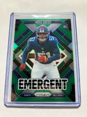 2025 Panini Prizm Abdul Carter Emergent NY Giants Holo Rookie Card NM+